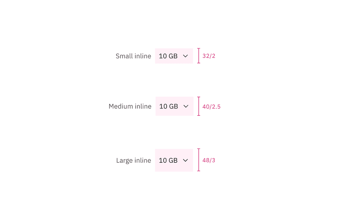 Sizes for default inline select